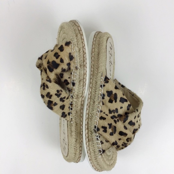 Anthropologie Matisse Cruise Espadrille Leopard Print Calf Hair Slide Sandal | 7 - Picture 3 of 11